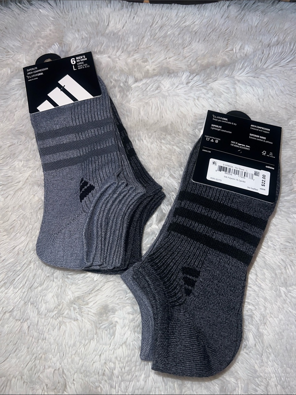 ADIDAS Men’s Gray & Charcoal Athletic Crew Socks